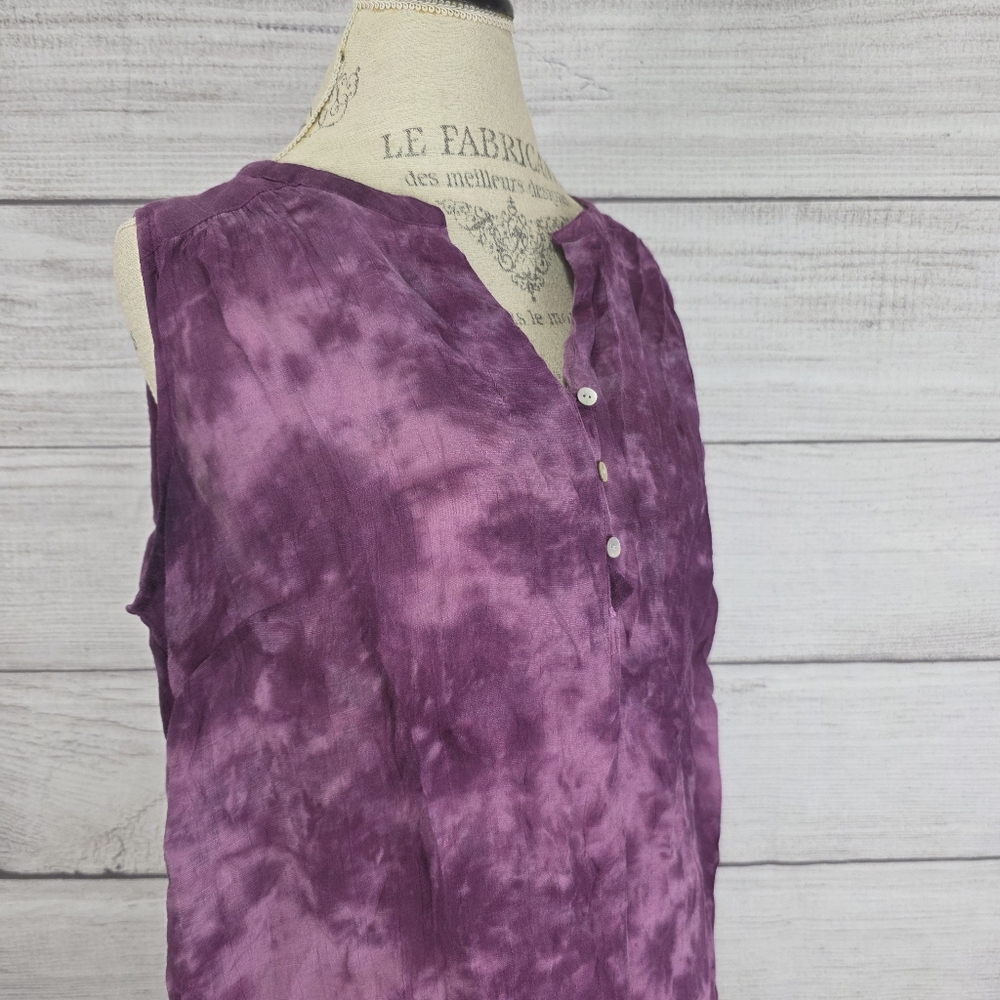 Faded Glory Tie-Dye Purple Sleeveless Blouse - Picture 2 of 7
